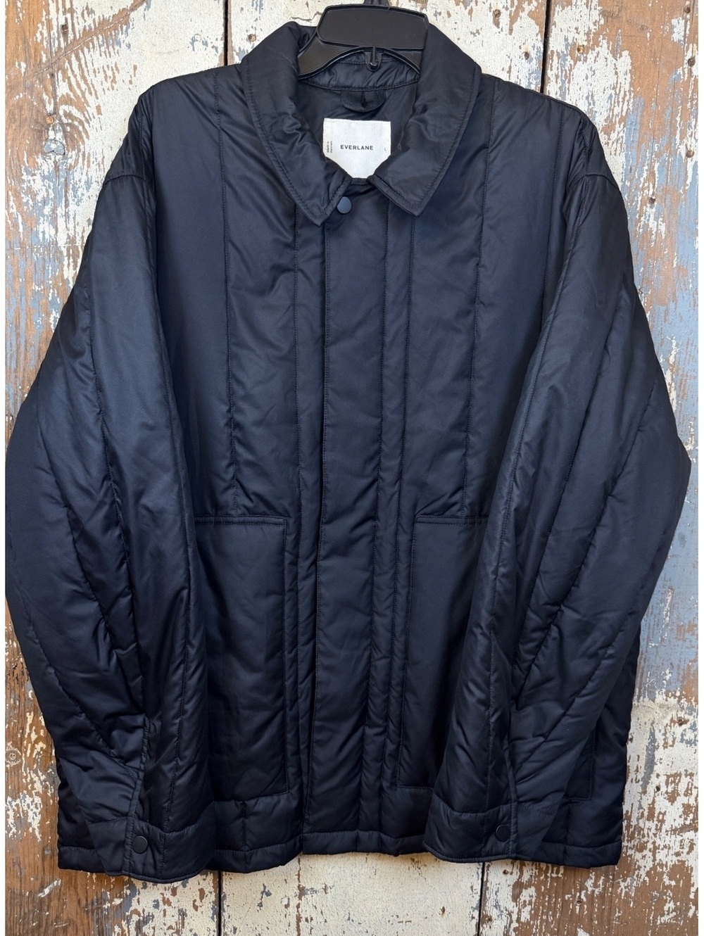 Men's Everlane Renew Vertical-Quilted Jacket, black, size Large